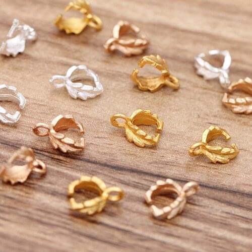 Mibrow 100pcs Vintage KC Gold Silver Color 7*11MM Bail Clasps Connectors for Pendant Necklace Bail Clasp Jewelry Making Findings