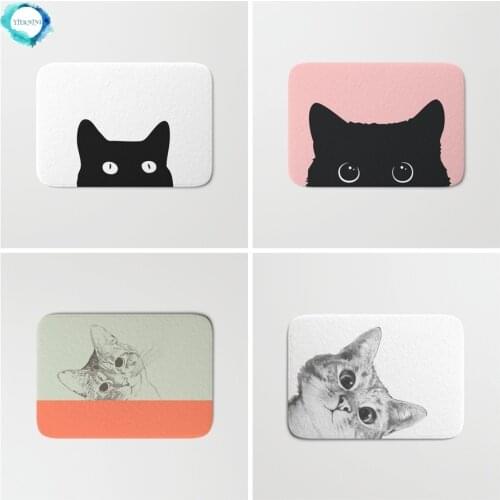 Non-slip Bathmat Black Cat Bathroom Fashion Accessories Bath Mats Doormat Antislip Shower Pad Floor Rugs Carpet Room Door