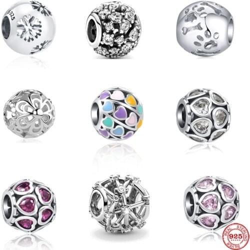 2021 New Flower Heart Dog paw Beads fit Original Pandora Charms Silver 925 Bracelet DIY Women Jewelry