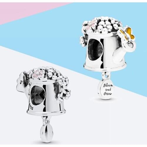 Leabyl New Arrival Blooming Flowers Beads Pendants fit Bracelet Necklace Tibetan Silver Bead with Enamel for DIY Jewelry