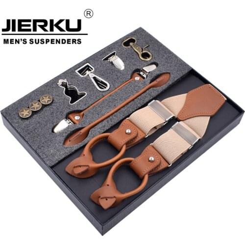 New Mans Suspenders Fashion Braces Genuine Leather Suspenders Multifunction SuspensorioTrousers Strap Father/Husbands Gift