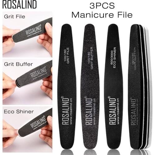 ROSALIND Nail File Nail Buffer Washable Grinding Polishing Sanding Buffing Pedicure Nail Art Tools 1pcs