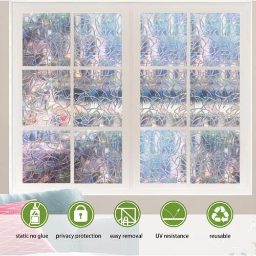 3D Rainbow Effect Window Films Privacy Decorative Film Anti-UV Non-Adhesive Static Cling Glass Sticker For Home Decor Tint Film