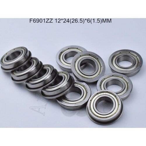 F6901ZZ 12*24(26.5)*6(1.5)MM 10pieces bearing F6901 6901 Flange metal sealed ABEC-5 chrome steel bearings hardware