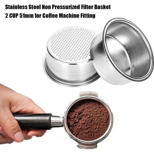 51mm Double Cup Porous Filter Bowl Basket Semi-Automatic Coffee Machine Bottomless Handle Filter For Breville Delonghi Krups