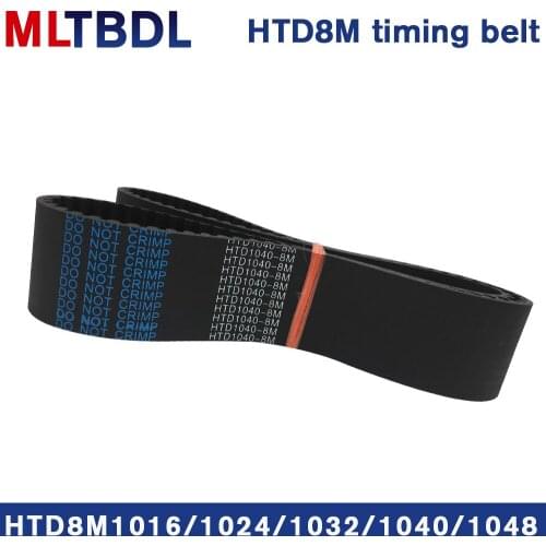 Rubber synchronous belt HTD8M 1016 1024 1032 1040 1048 pitch=8mm arc tooth industrial transmission toothed belt width15/20/30/40