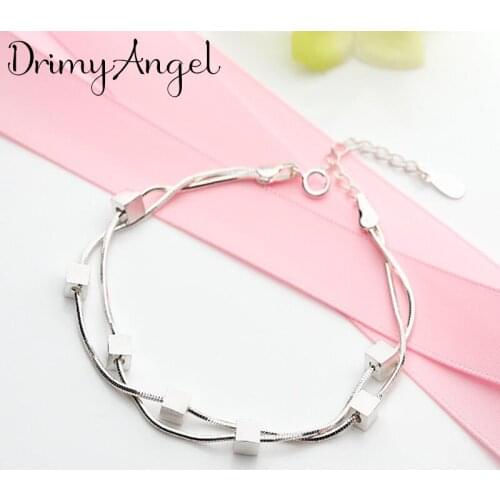 Bijoux Luxury Brand Silver Color Cube Box Bracelets for Women Bridal Wedding Jewelry