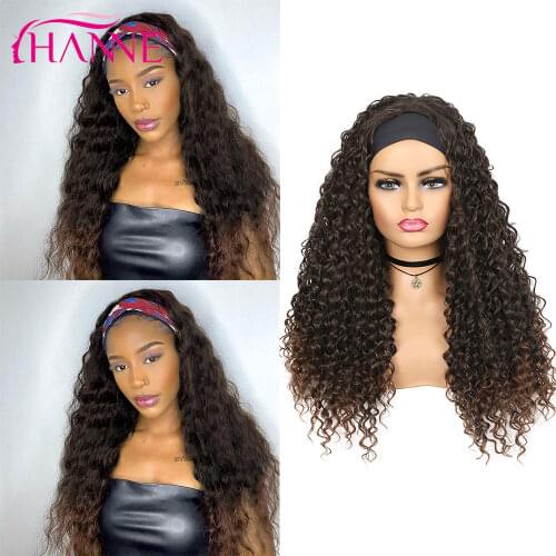 HANNE Synthetic Afro Kinky Curly Wig with Headband For Black/White Woman Daily Use/Party Soft Long Half Head Hair Wigs