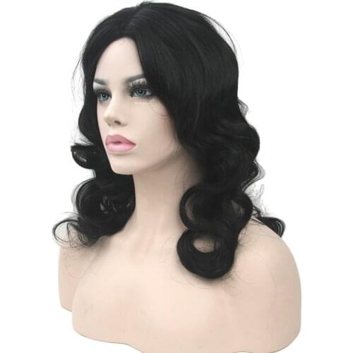 Soowee Long Body Wavy Synthetic Hair Black Wigs High Temperature Heat Resistance Fiber Womens Party Hair Cosplay Wig Hairpiece