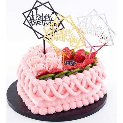Wholesale Happy Birthday Love Cake Flag Topper Acrylic Letter Cake Top Flag Decoration Party Wedding Supplies