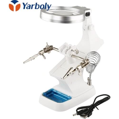 3X4.5X Welding LED lupa Magnifier magnifying glass Alligator Clip Holder Clamp Helping Hand soldering iron Repair Mgnifying Tool