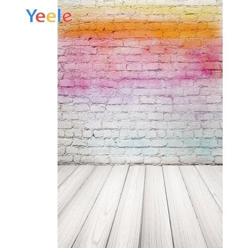 Yeele Brick Wall Wooden Board Rainbow Colors Gradient Photography Backgrounds Customized Photographic Backdrops for Photo Studio