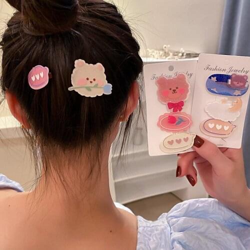 3PCS/Set New Girls Cute Bear Cartoon Hairpins Lovely flowers clouds Hair Decorate Barrettes Hair Clips Fashion Hair Accessories