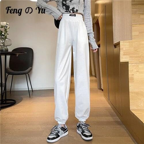 Womens Sweatpants Fall 2021 New Loose Fashion Oversized Sweatpants White Trousers Womens Jogging Pants Black