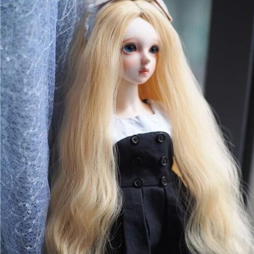 1/3 1/4 1/6 Bjd SD Doll Wig High Temperature Wire Long Blonde Colors Wavy BJD Hair Wig