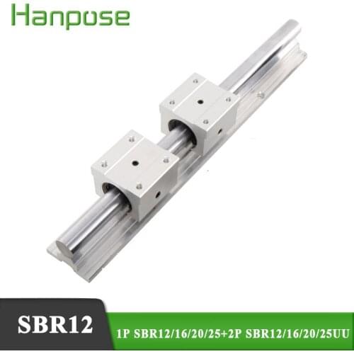 1pcs SBR12 SBR16 20 25 linear rail length with 2pcs SBR12UU 100mm 150mm linear guide linear bearing cnc router part For module