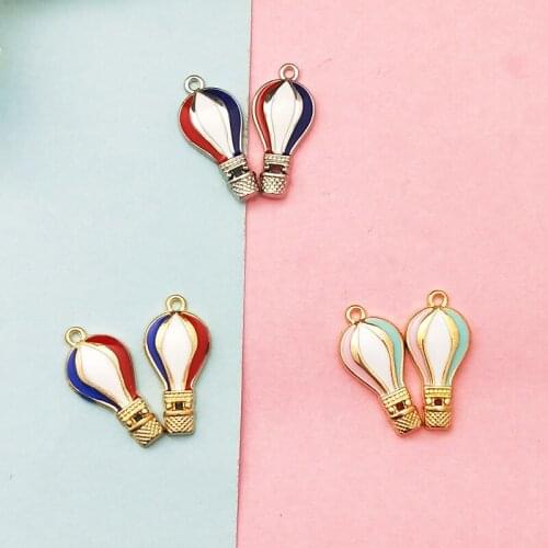 10pcs Oil Drop Hot Air Balloon Metal Pendants Gold Tone Sport Enamel Charms DIY Earring Bracelet Jewelry Accessory Making FX297