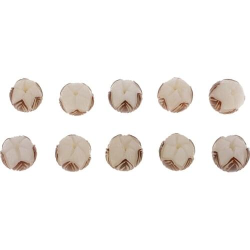 10 Pieces Tibetan Buddhist Prayer Beads Bodhi Seed Lotus Flower Loose Beads DIY Bracelet Making for Women Men (0.55- 0.59 inch)