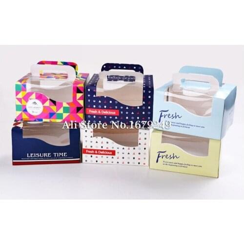 16x16x9cm 4 inch cheese cake box with window food packing portable bread pizza mousse biscuits sushi hamburger box 100pcs/lot