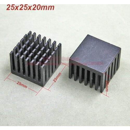 20pcs/lot) Aluminum Black Heat Sink Heatsink Radiator 25mm*25mm*20mm For integrated circuit IC MOS Transistor