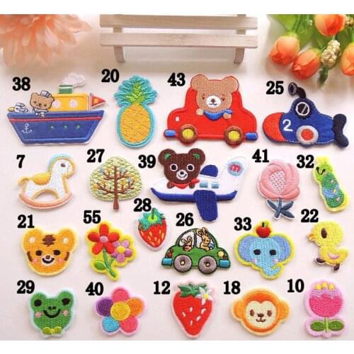 20pcs/lot Small Animal Embroidery Patch Clothing Decoration Accessory Caterpillar Elephant Pony Bear Iron Heat Transfer Applique