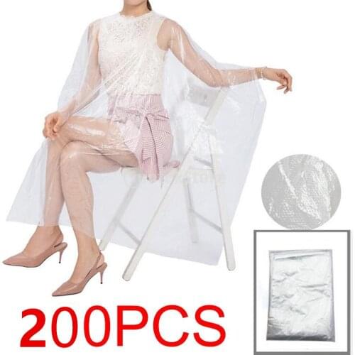 200pcs Disposable Hair Cutting Cape Gown Protect Barber Capes Clear+Blue