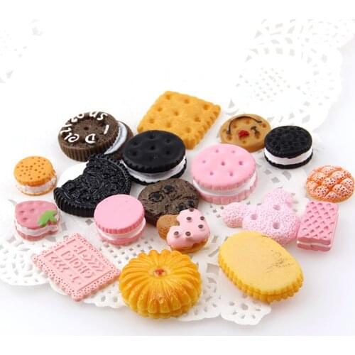 30 Pieces Of Mixed Resin Biscuit Small Decoration Cream Bread Food DIY Resin Family Mobile Phone Shell Decoration