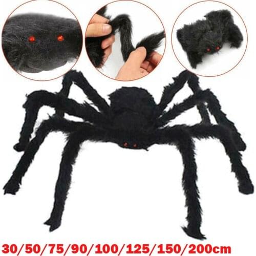 30cm 50cm 75cm 90cm 125cm 150cm 200cm Solid Halloween Fake Spider Decoration Horror Plush Toy Party House Scary Trick