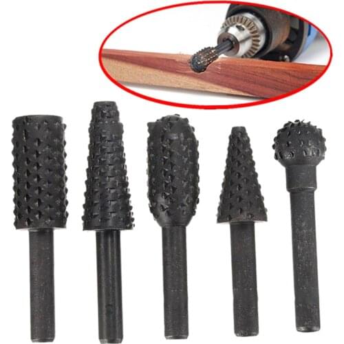 5/6pcs Steel Rotary Rasp File 1/4" Shank Rotary Craft Files Rasp Burrs Wood Bits Grinding Power Woodworking Hand Tool