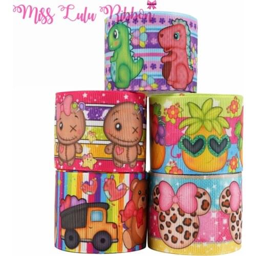 7/8"22mm.1"25mm,1-1/2"38mm Hawaiian Ribbon Elastic Band Dinosaur Grosgrain Ribbon For Handmade Bow/Party Decoration 50 Yds