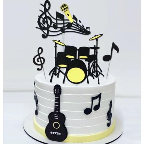 8Pc/Cute Musical Notes Cake Topper guitar Music Instruments Festival Cupcake Toppers for Wedding Birthday Party Cake Decorations