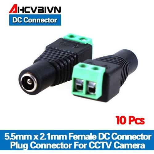 AHCVBIVN 10Pcs 2.1 x 5.5mm DC Power Female Plug Jack Adapter Connector Plug for CCTV DVR LED Strip Light