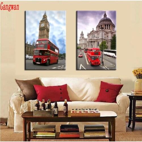 Diamond embroidery London City Modern Big Ben picture diamond painting bus cross stitch diamond mosaic 5d icon 2 pcs decoration