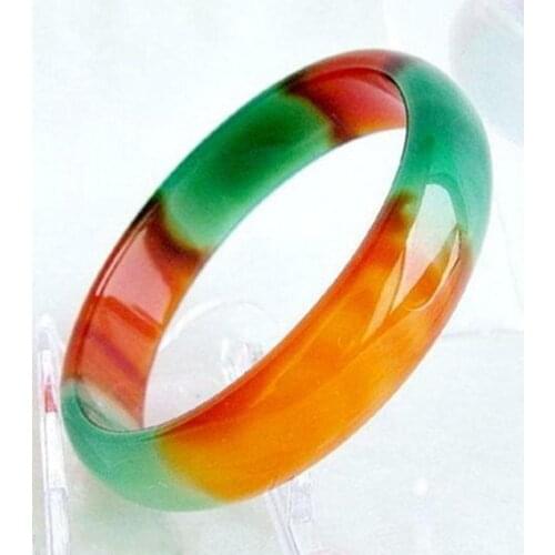Pretty Genuine Asia Red/Green Natural Agate Jade Bangle Bracelet inner size 62mm