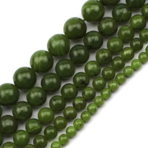 6-12mm Natural Green Canada Jades Gem Stone Beads Round DIY Loose Beads For Jewelry Making beads Accessories 15'' Women Gift