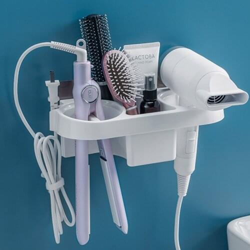 Hands Free Hair Dryer Holder Storage Box Curling Iron Shelf For Bathroom Organizer Storage Rack Bathroom Accessories Set Home