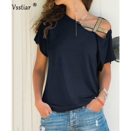 Plus Size Women T-Shirt 2021 Summer Sexy Off Shoulder Short Sleeve Ladies Tops New Fashion Diamonds Casual Solid Shirts