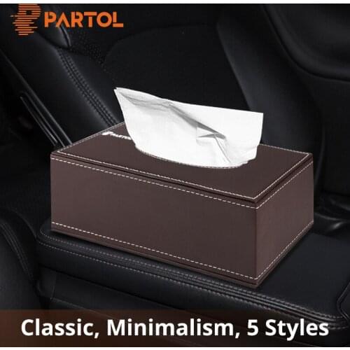Car Tissue Box PU Leather Home Bathroom Auto Tissue Container Napkin Paper Cover Towel Holder Organizer w/ Car Sun Visor Holder