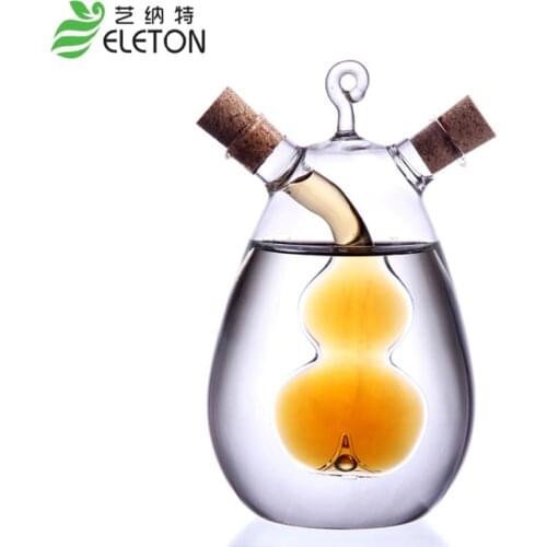 Kitchen Supplies Creative Oil and Vinegar Cruet Soy Sauce Vinegar Bottle With 2 Outlets Seasoning Bottle Glass Olive Oil Bottle
