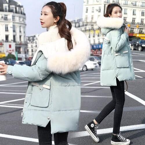 Mid-Length Cotton-Padded Jacket Women 2021 Winter New Korean Version Of The Large Size Loose Temperament Age-Reducing Thickened