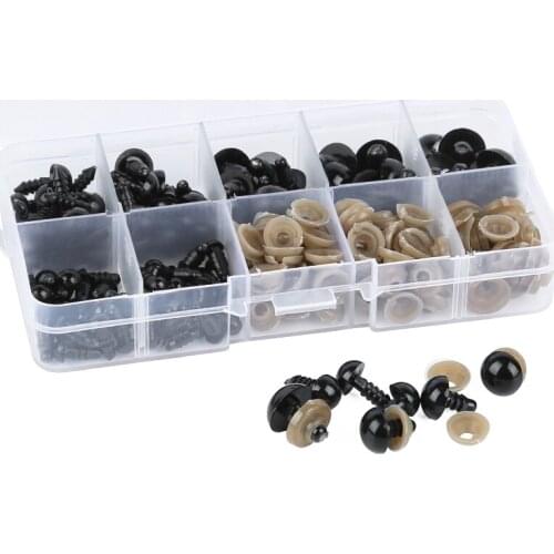 LMDZ 100Pcs 6-12mm Plastic Crafts Safety Eyes DIY Doll Eyes Black for Teddy Bear Soft Toy Animal Doll Amigurumi DIY Accessories