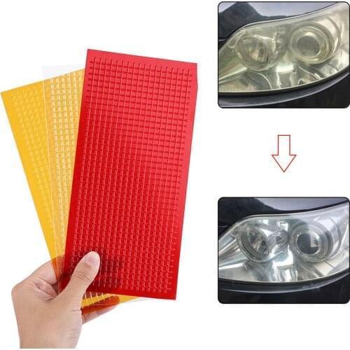 Car Auto Lens Repair Kit DIY Grid Pattern Car Headlights Taillight Repair Tool Set Car Lights Crack Repair Film Polish Red Amber