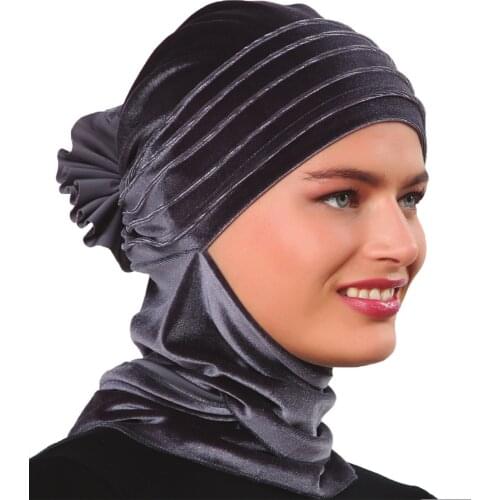 KADİFE PLİSE ATKILI BONNET HIJAB WOMEN