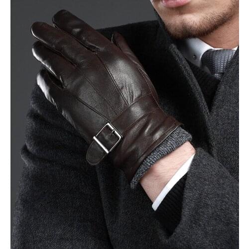 NEW Leather winter guantes warm sheepskin Gloves men Leather gloves simple prevent cold Gloves for men DWA559
