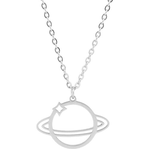 Planet Necklace for Men Women Teen E Boys Girls Fashion Stainless Steel Universe Charm Saturn Earth Pendant Necklace Gifts 2020