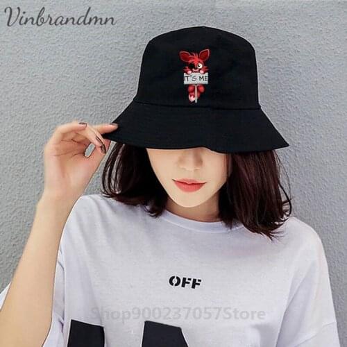 Animal Print Kawaii Plush Foxy Panama Bucket Hat Hiphop Brand Teenage Interesting Birthday Gift Fisherman Hat