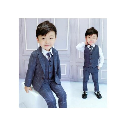 Brand Children Flower Boys Suits tuxedo Kids Blazer Formal tuxedo Suit For Weddings Birthday Clothes 3pcs/Set Jackets Vest Pants