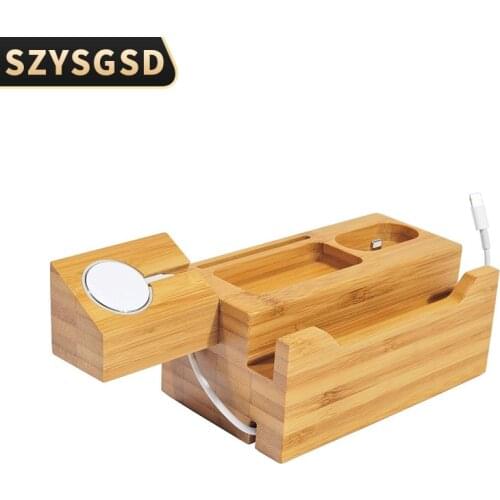 SZYSGSD Natural Wood Charger Holder Stand for iPhone XR XS Charger Dock for Apple watch Charging Station for Apple Airpods Pro
