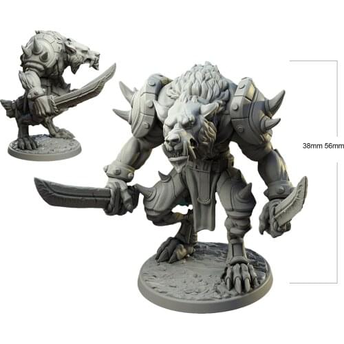 38mm 56mm Resin Model Werewolf Wolf Warrior Figure Unpainted No Color DW-018