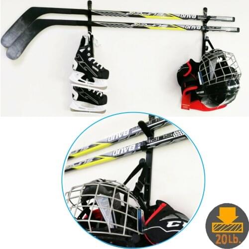 2PCS/LOT Hockey Stick Puck Display Case Rack Holder Full Size Wall Mounted 5 Tier Storage